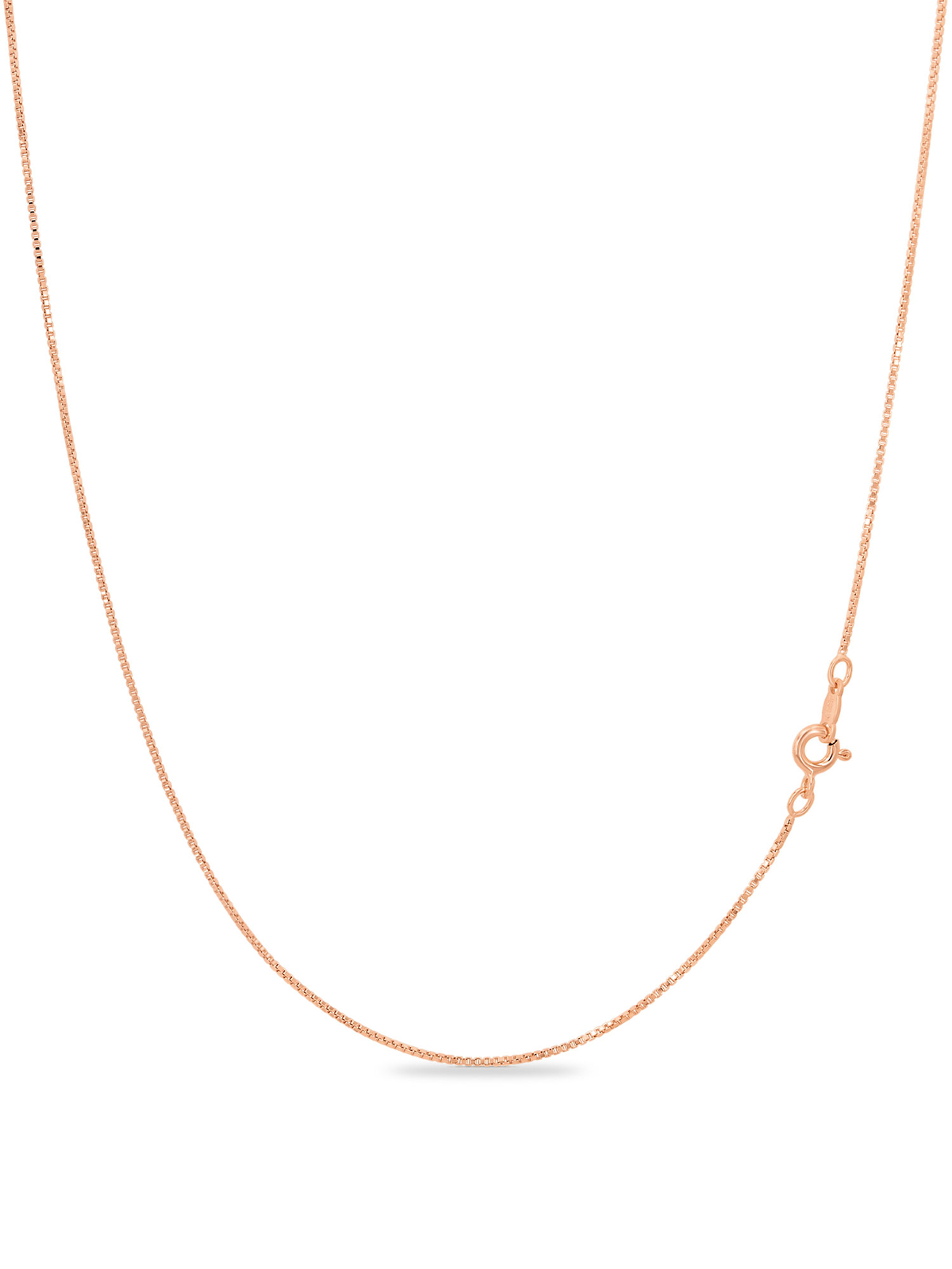 Rose Gold Plated .925 Sterling Silver 1mm Box Chain Necklace 12 – 40 inches!