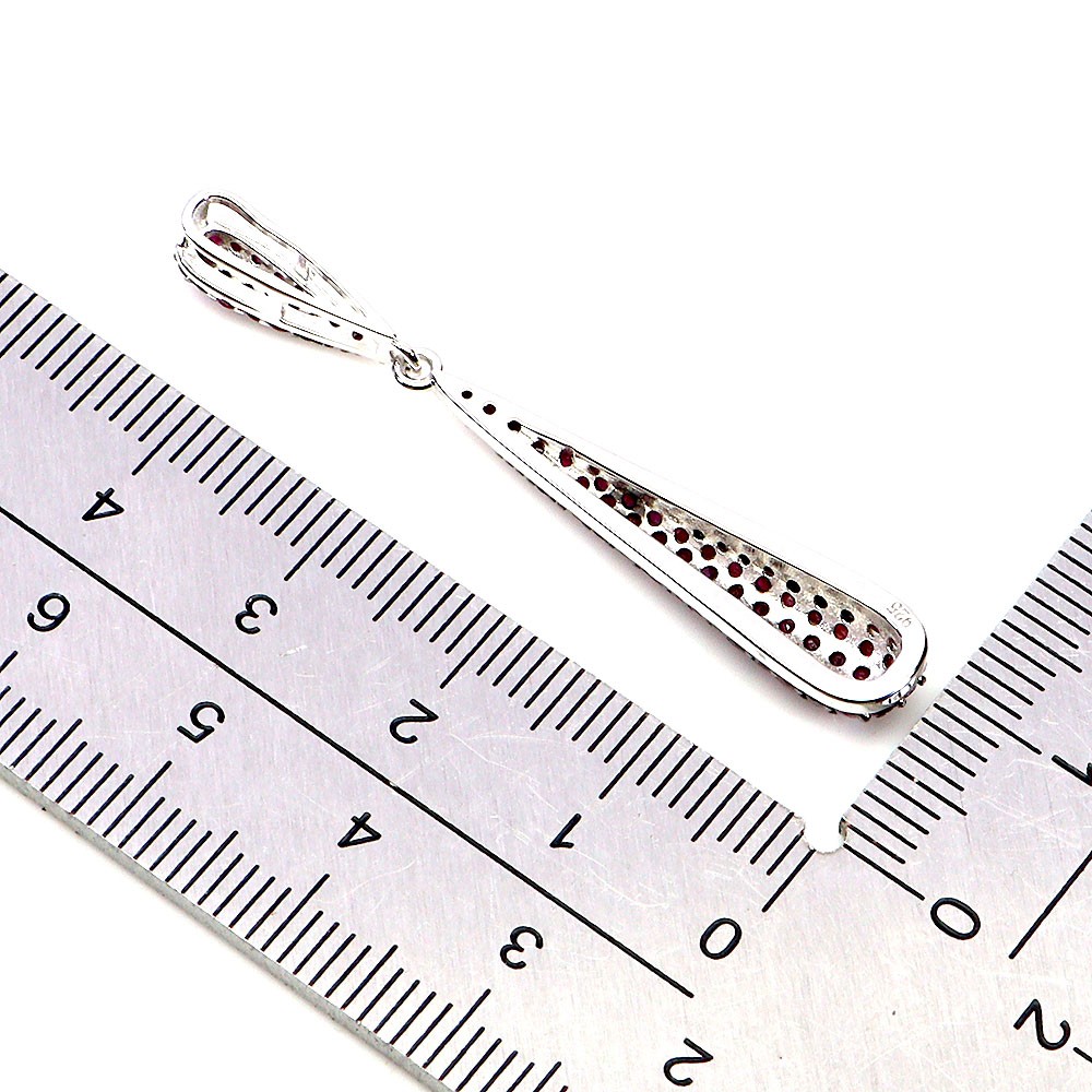 925 Sterling Silver Pendant Ruby Myanmar Round Diamond Cut Gemstone Jewelry