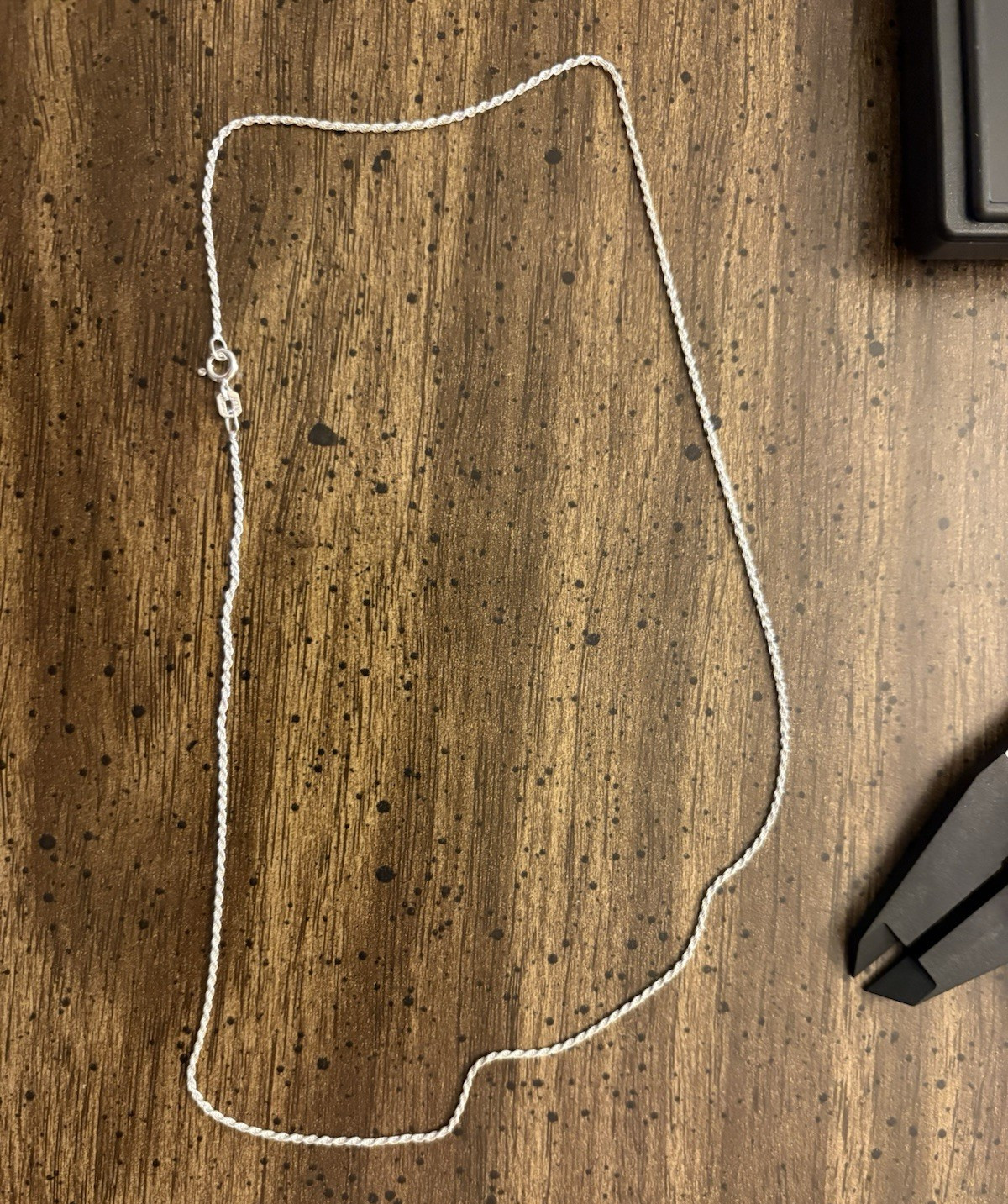 925 Sterling Silver Rope Chain Necklace 18 inch, 2.4 grams , 1.1mm
