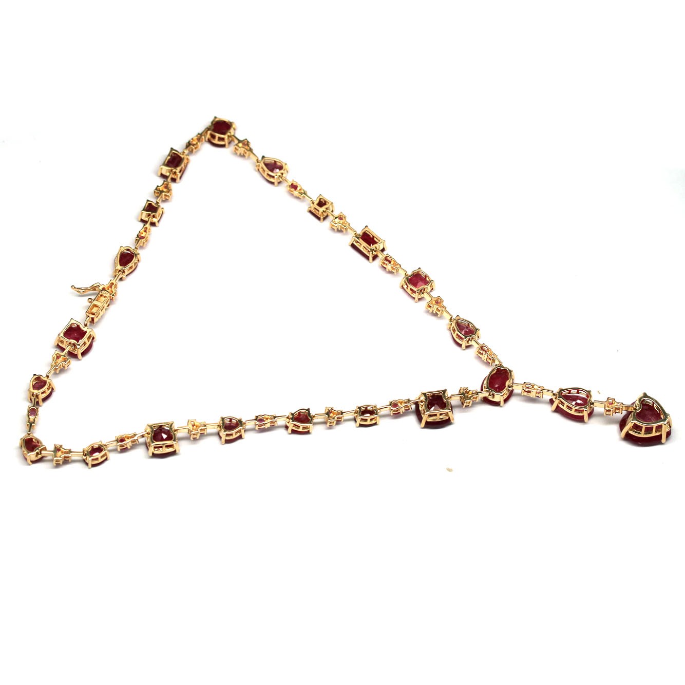 925 Sterling Silver 16 x 16 mm. Red Ruby Necklace 17.0 In.