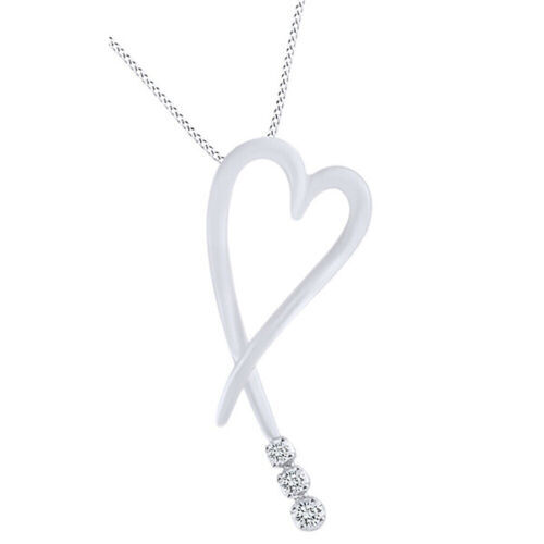 Round Shape White Real Diamond Heart Pendant 14k Gold ( 0.10Ct)