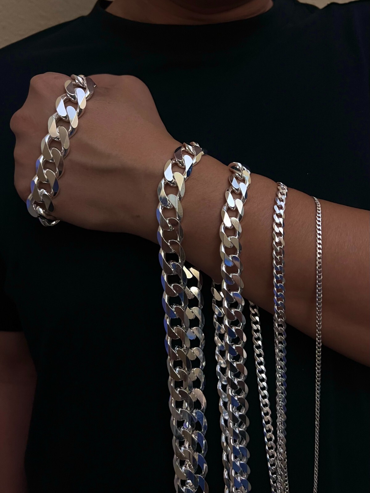 .925 Sterling Silver Cuban Link Chain Necklace 1.5mm ~15mm Men Women 16″~40″