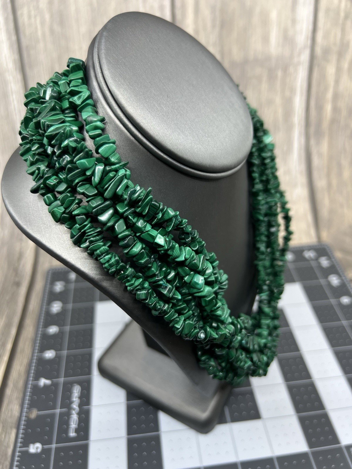 Jay King 7 Strand Malachite Chip Waterfall Necklace 18″