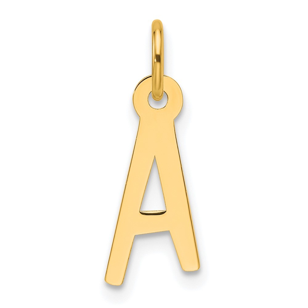 14k Yellow Gold Slanted Block Letter A Initial Charm Pendant 0.24gm L-0.71 Inch