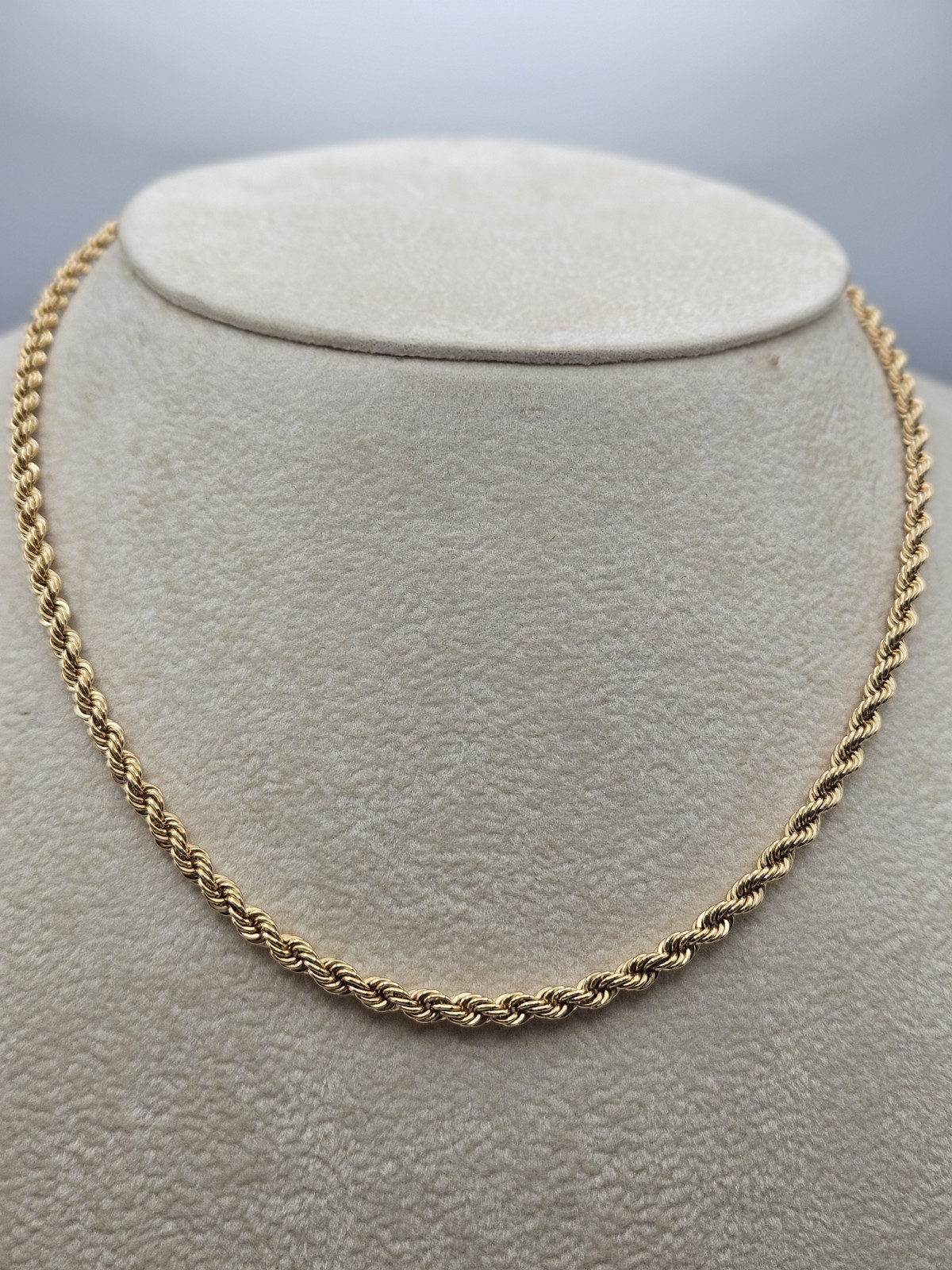 18K Yellow Gold Diamond-Cut Rope Chain Necklace, 17.6”, 8.5g, 3.5mm