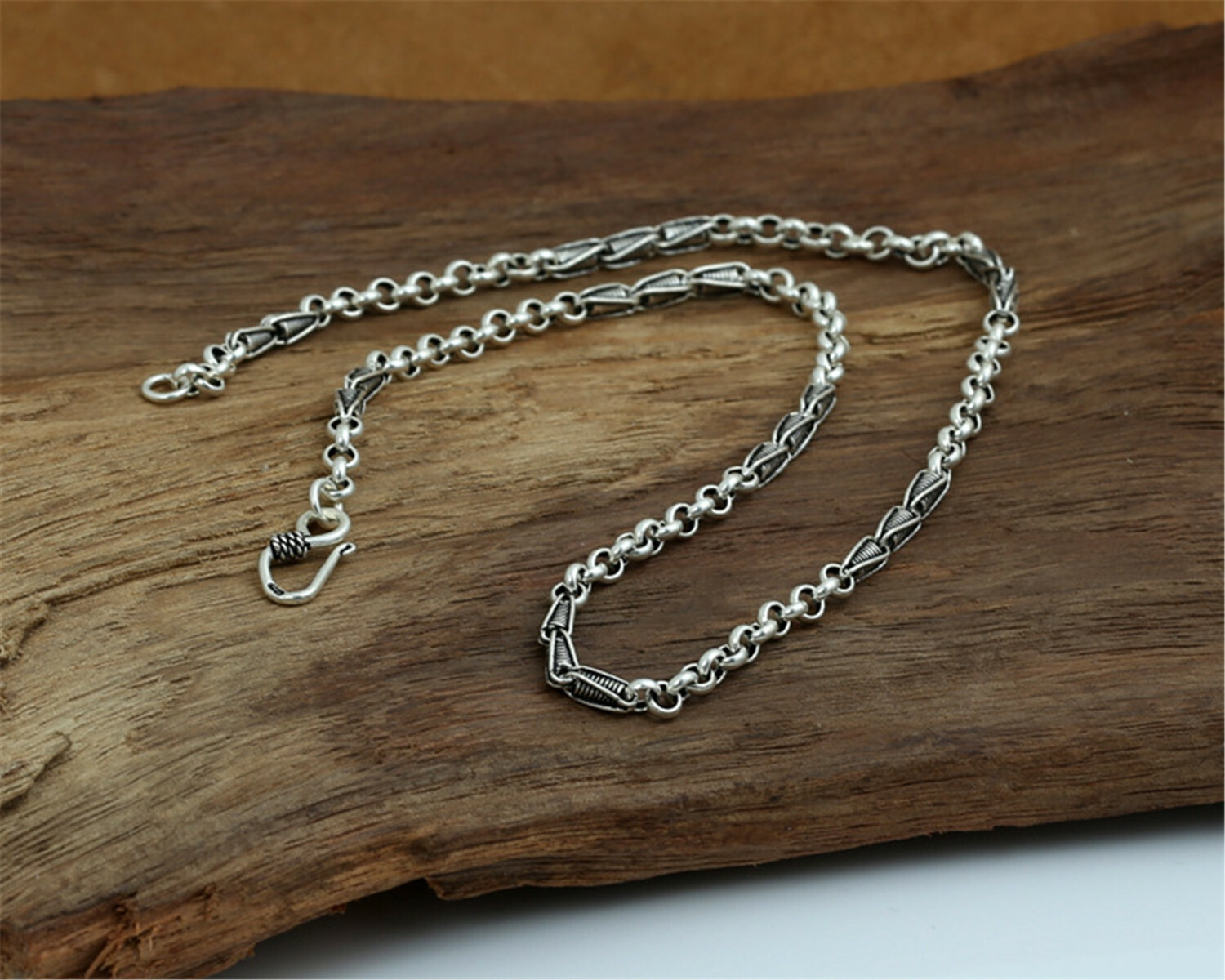 Sterling Silver Rolo Bail Chain, Sterling Silver Belcher Chain, 925 Silver Rolo
