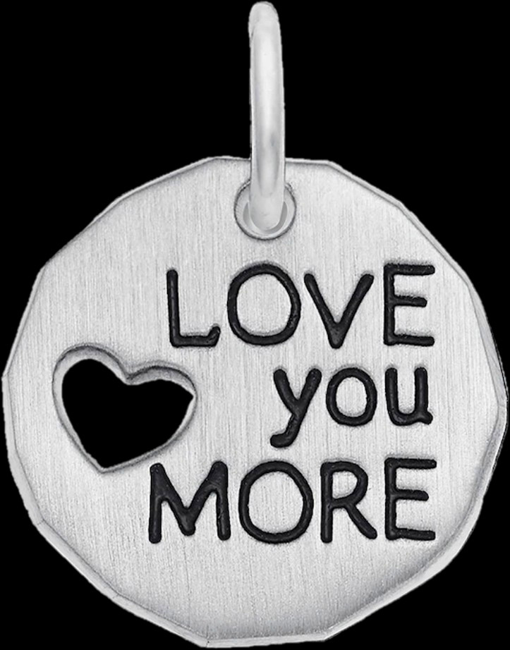 Sterling Silver 925 Engraved “Love You More” Heart Charm Pendant