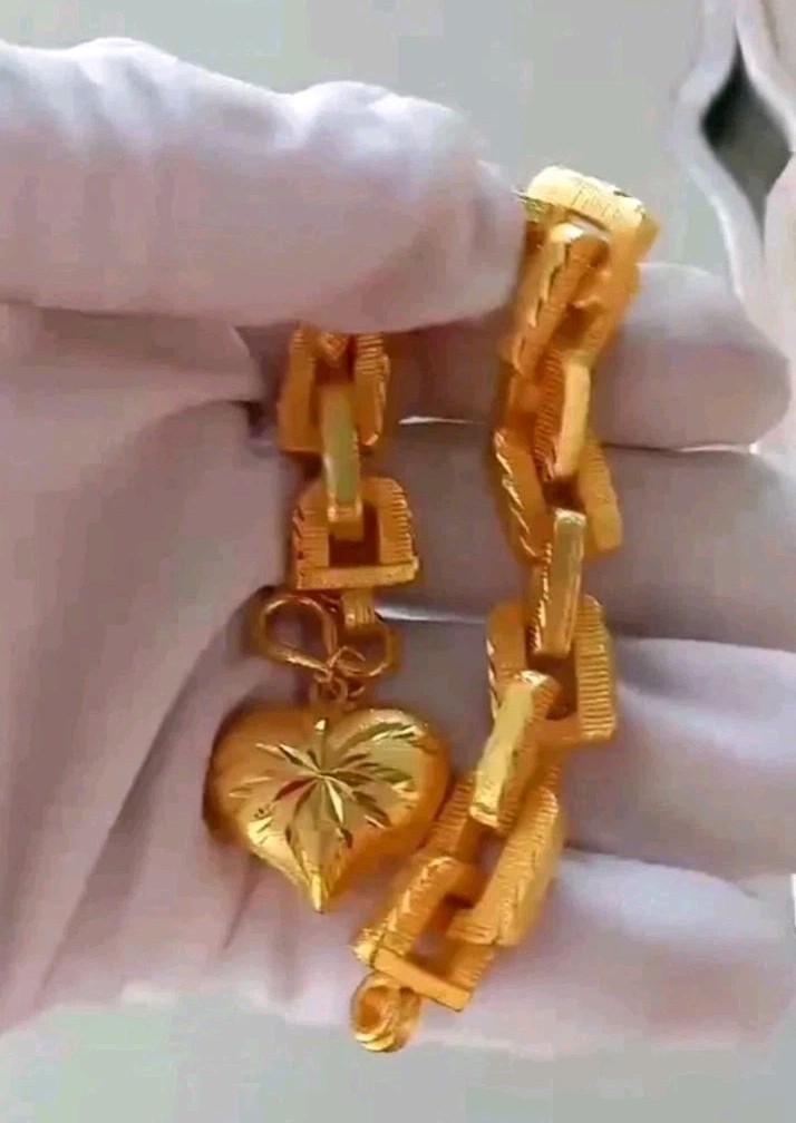Thai Gold 24k Solid Bracelet Yellow Chain Pendant 5 Baht Jewelry Women 6.5-8 in