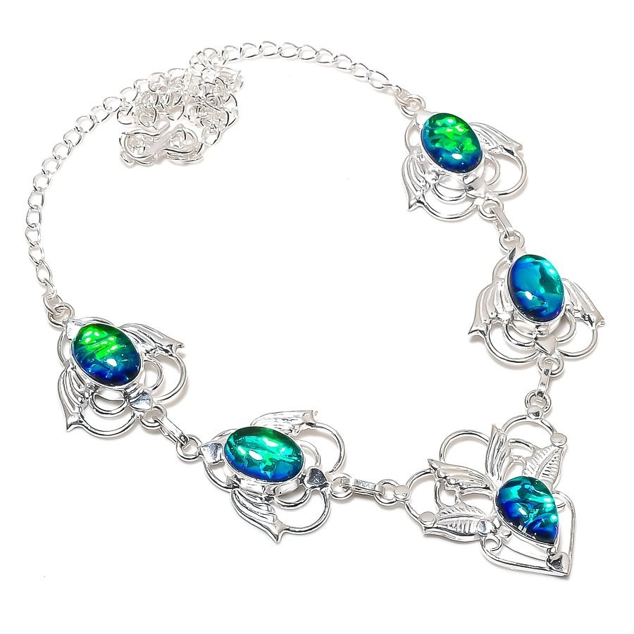 Triplet Opal Gemstone Handmade 925 Sterling Silver Jewelry Necklace Size 18″