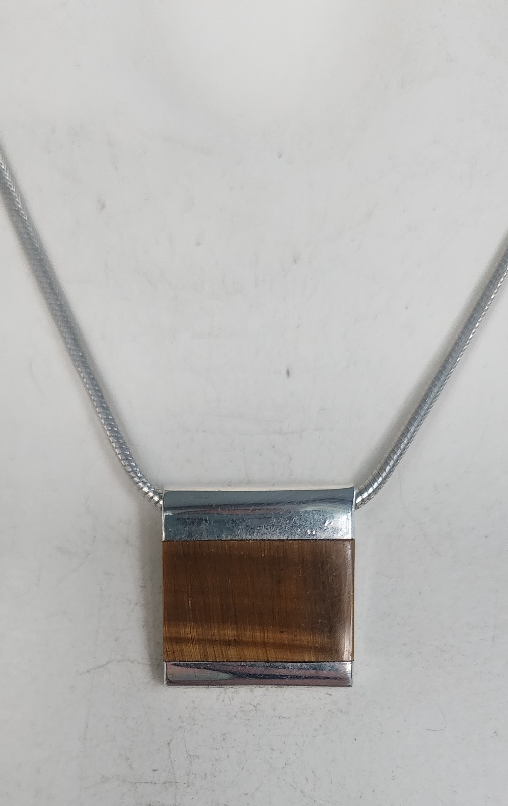 Sterling Silver 925 Tiger’s Eye Modern Pendant Contemporary Design