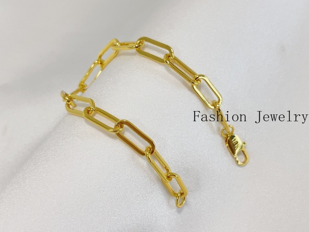 18k Yellow Gold 7.5mm Paperclip Chain Cable Rolo Link Bracelet Womens Men 7.5″
