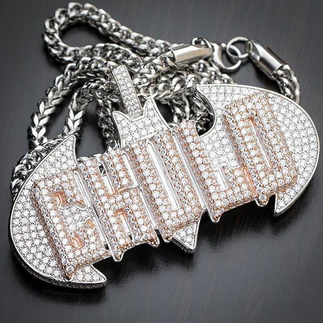 10k Rose & White Gold Finish Over 925 Sterling Silver Customised Pendant RSG 623
