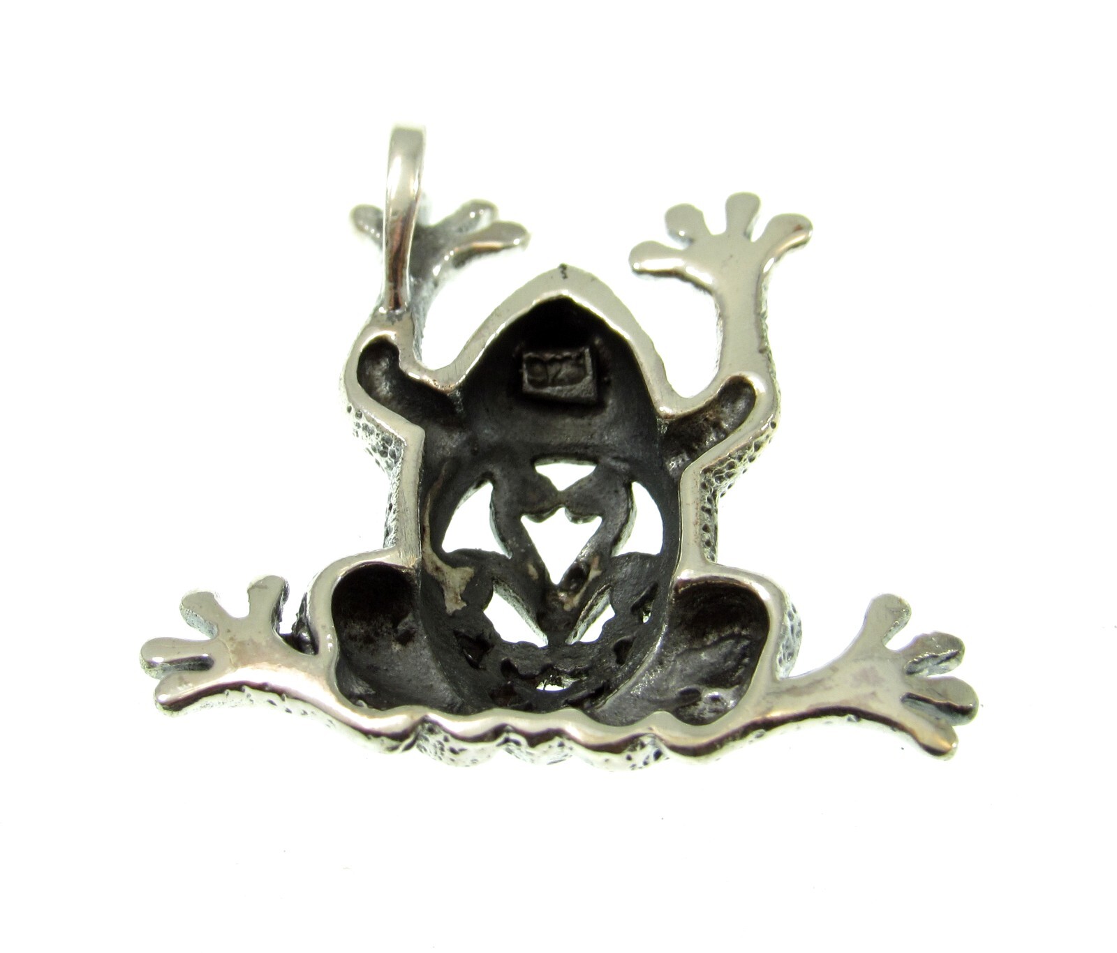 Handcrafted Solid 925 Sterling Silver Frog / Toad Slide Amphibian Pendant