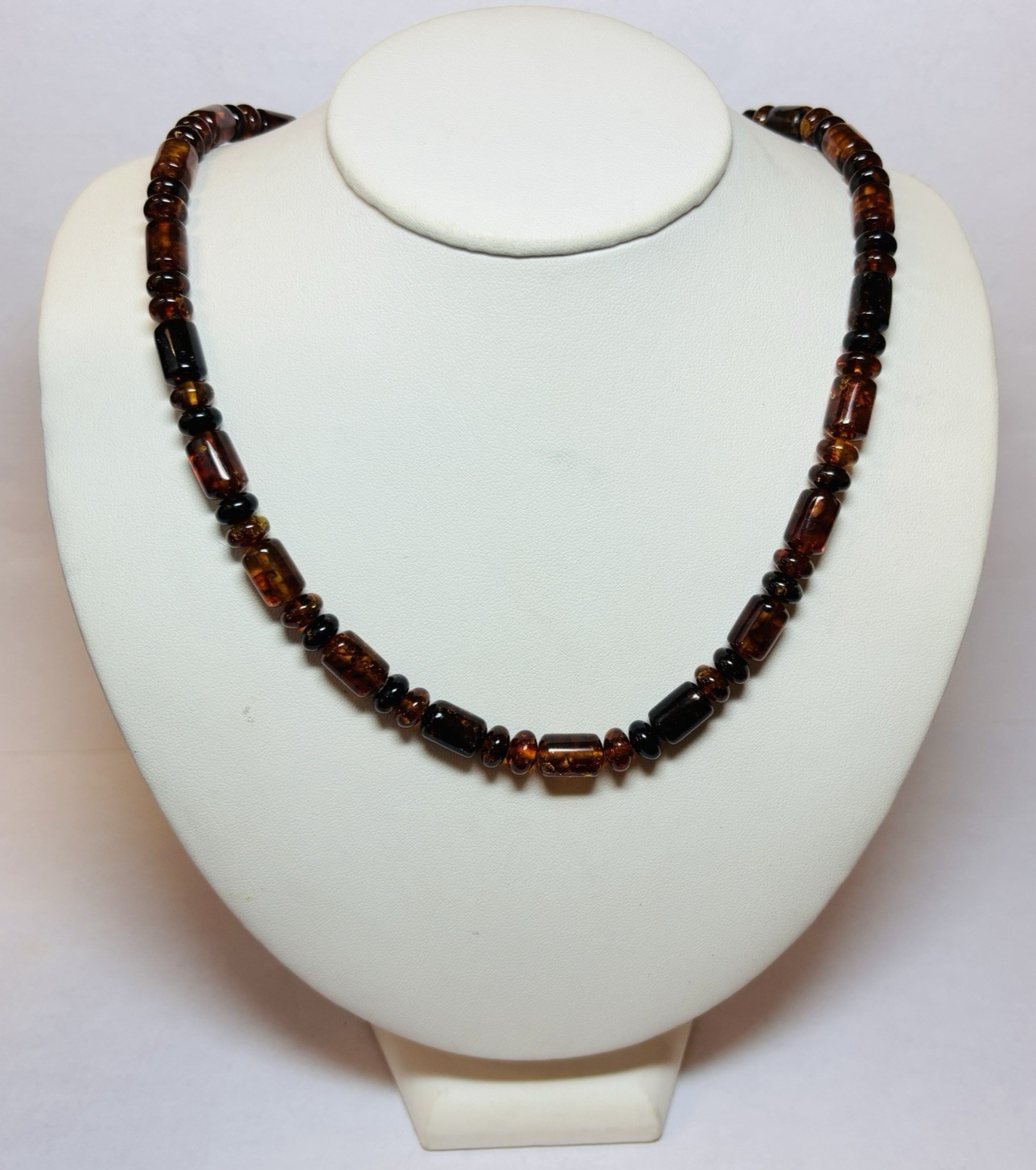 Jay King DTR Sterling 925 Silver Amber Bead Necklace 17.5 in – .79