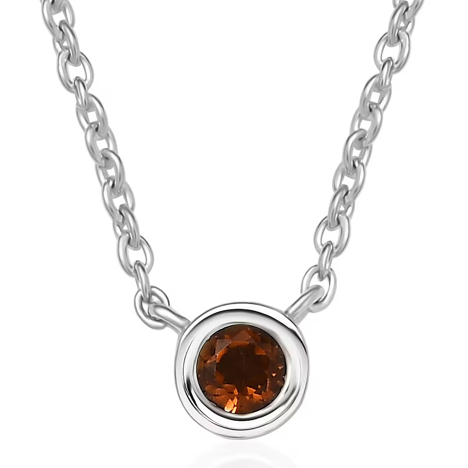 Citrine 0.25 ctw Necklace 18 Inches in Rhodium Plated Sterling Silver Christmas
