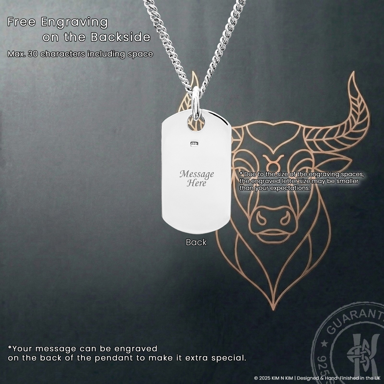 Taurus Necklace for Him – Personalised Sterling Silver Gift for April & May