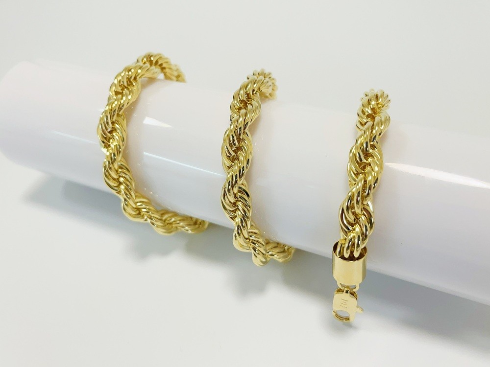 10K Yellow Gold 1.5mm-10mm Diamond Cut Rope Chain Necklace Mens Women 18″- 28″