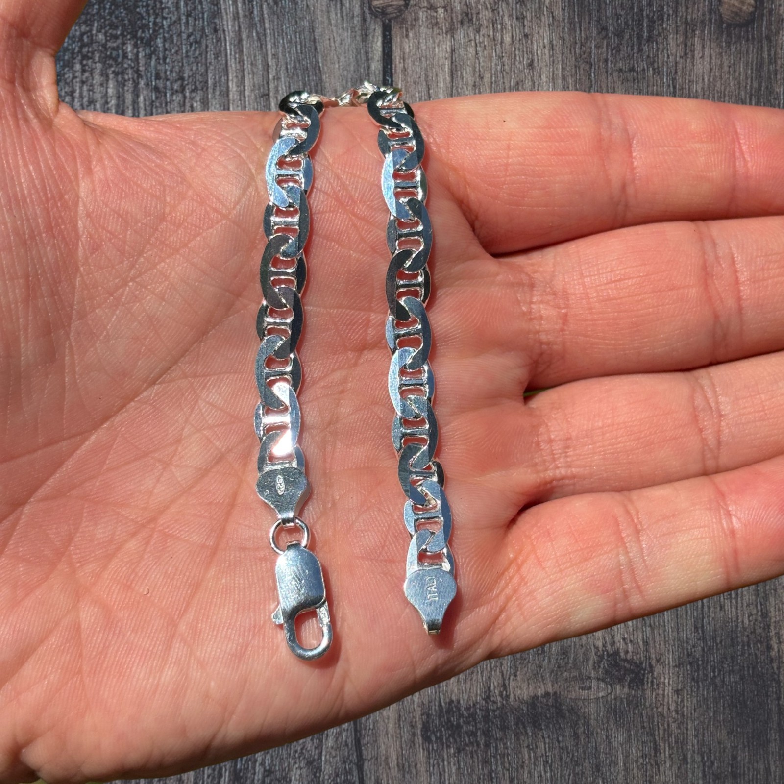 6mm Mariner Link Bracelet – Real Solid 925 Sterling Silver Or 14k Gold Vermeil