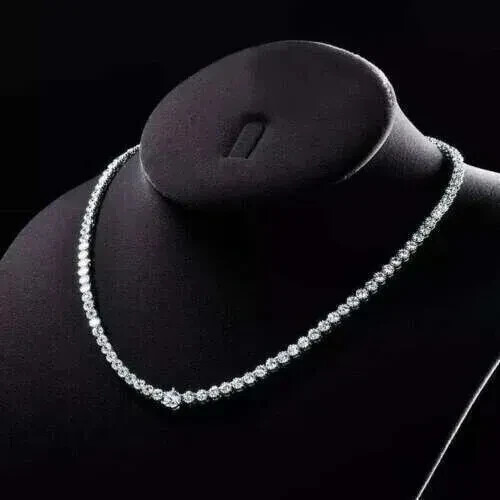 10Ct Round Cut Lab Created Diamond Women’s Tennis Necklace 14k White Gold Plated