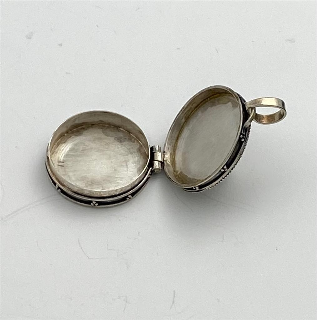 Sterling Silver & Moonstone Intricate Design Memory Locket