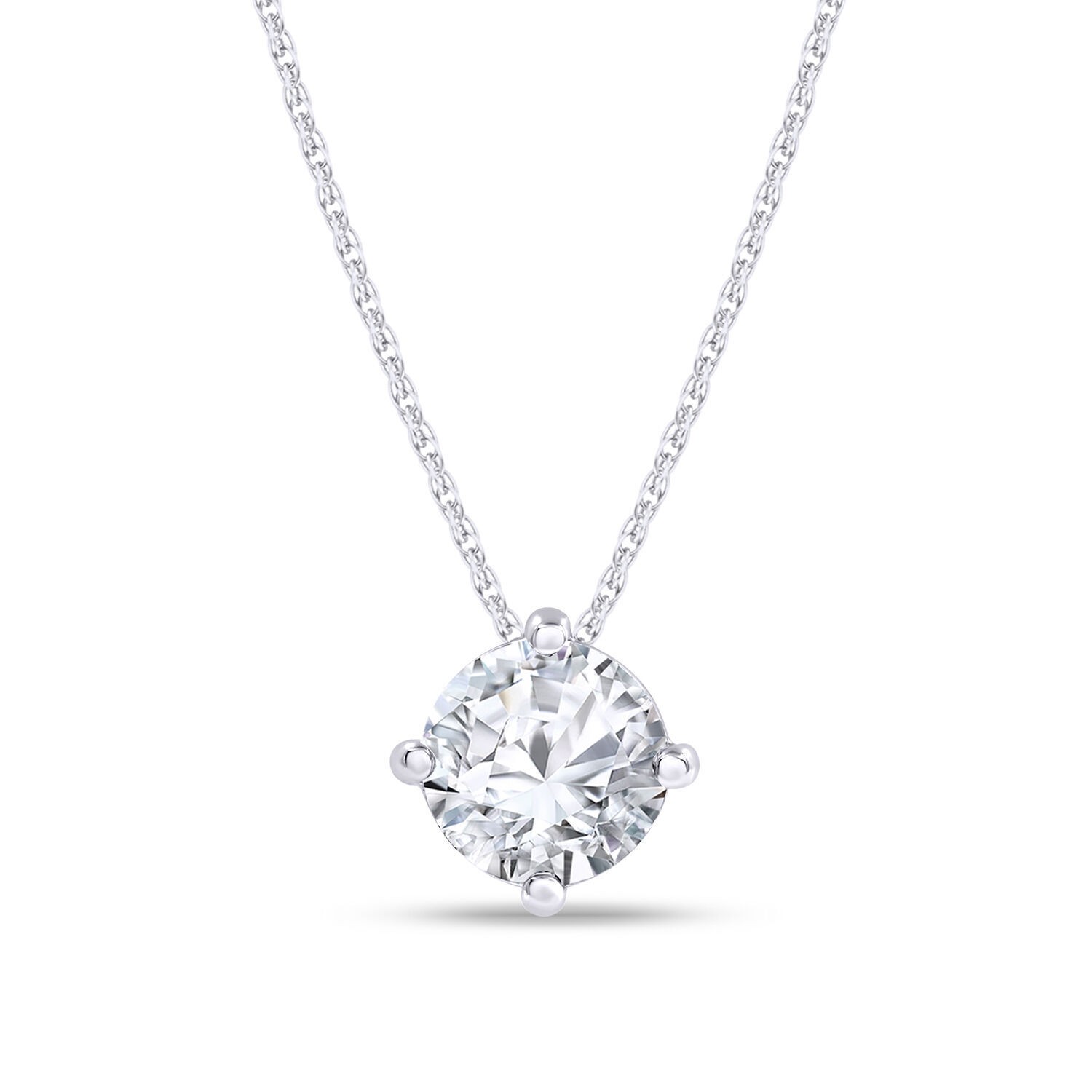 1.5 Ct Round Cut Diamond Solitaire Necklace In 14K White Gold Lab Grown