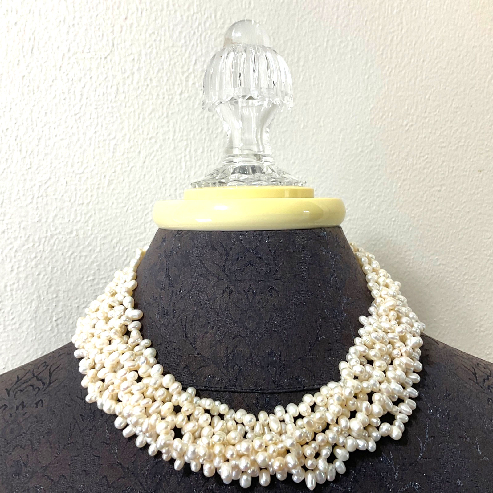 Vtg Freshwater Pearl Multi Strand Necklace 925 Gold Vermeil Filigree Clasp 18.5”