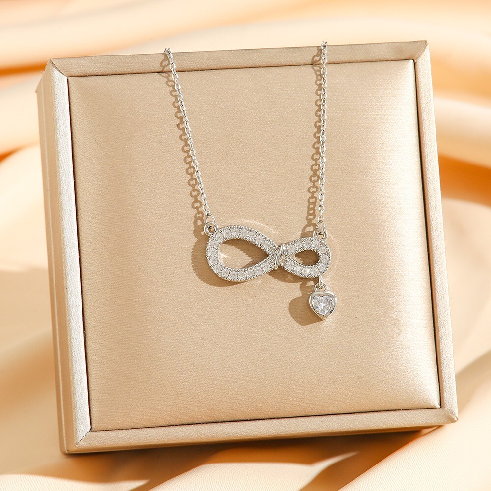 Infinity Necklace with Heart Pendant | Stainless Steel Love Promise Necklace