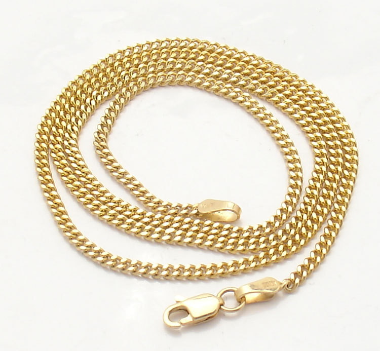 2mm Solid Miami Cuban Curb Link Chain Necklace Real 10K Yellow Gold 16″ thru 24″