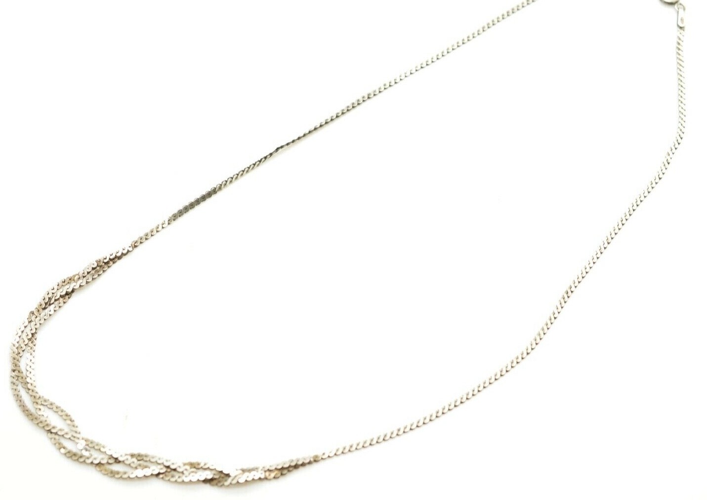 Woven Design Sterling Silver 2mm Wide Flat S Link Chain Necklace 18” Long