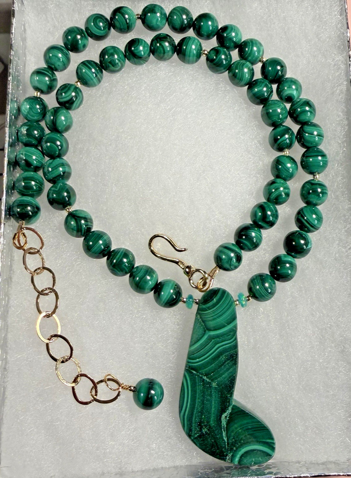 NATURAL EARTHY GREEN CURVED CRESCENT MALACHITE ARTISAN NECKLACE EARRING SET