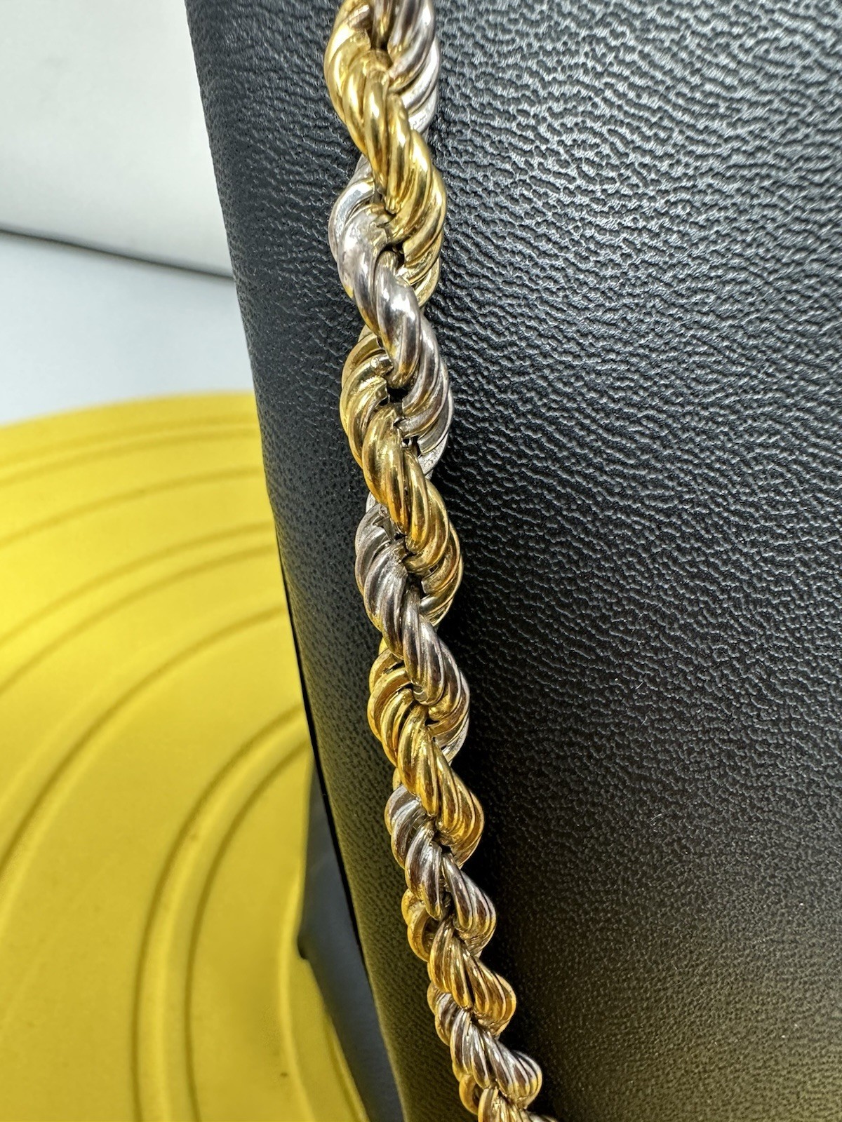 Sterling Silver Gold Plated & Silver Twisted Necklace Beautiful Modern 36g 22in