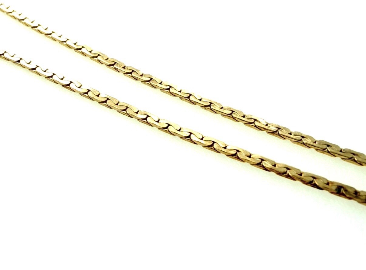 12K Yellow Gold Filled Chain Necklace 3.2g Flat Box Curb Dense Texture 16”