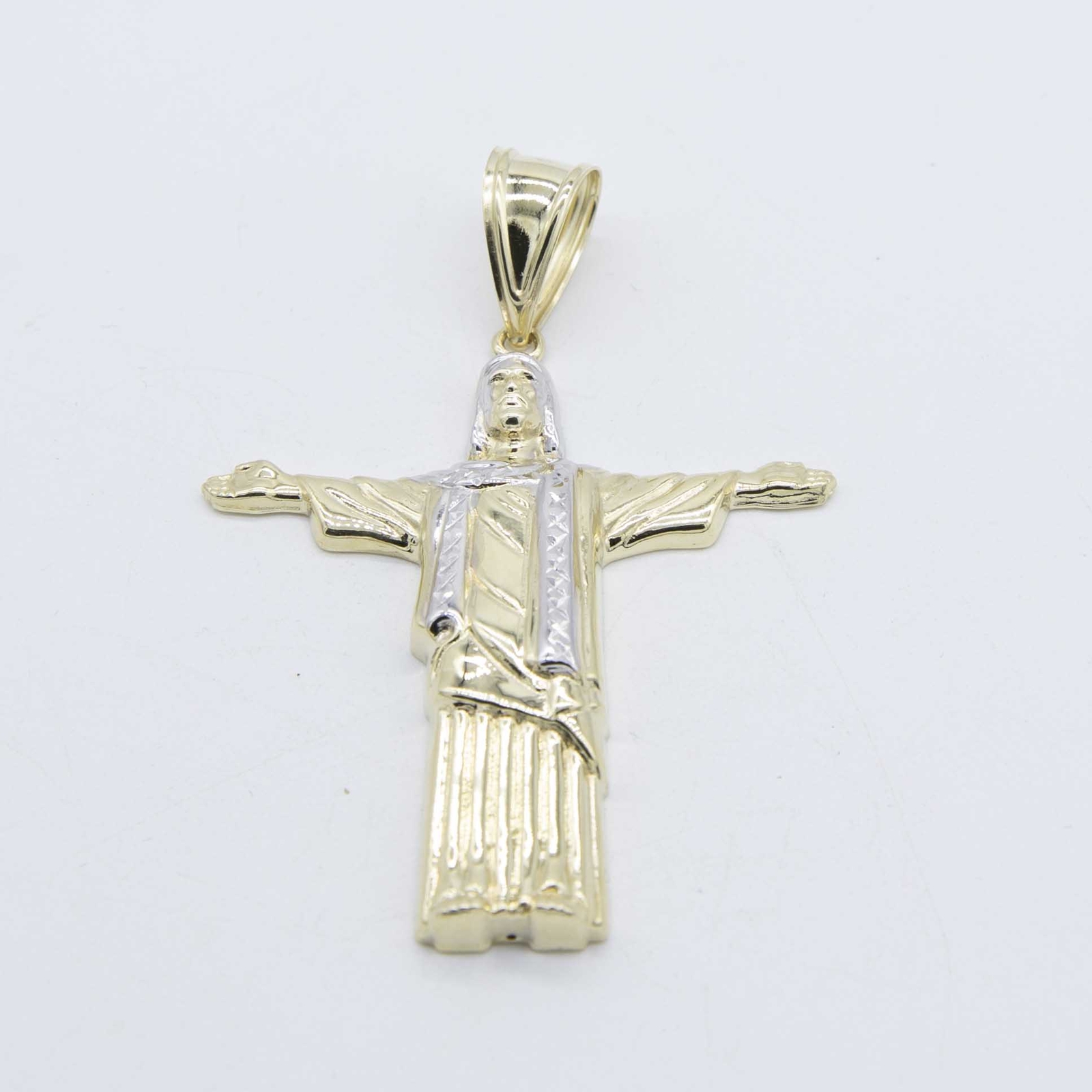 2 1/2″ Jesus Christ Christ the Redeemer Pendant Real 10K Yellow White Gold