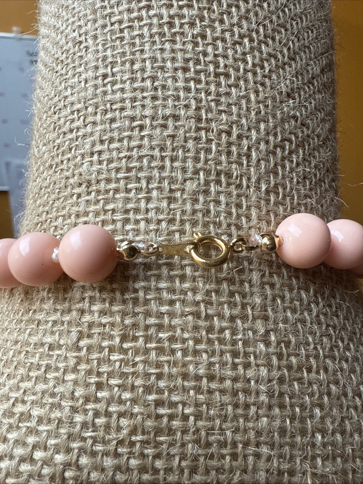 Lovely Peach Plastic Graduated Beaded Necklace