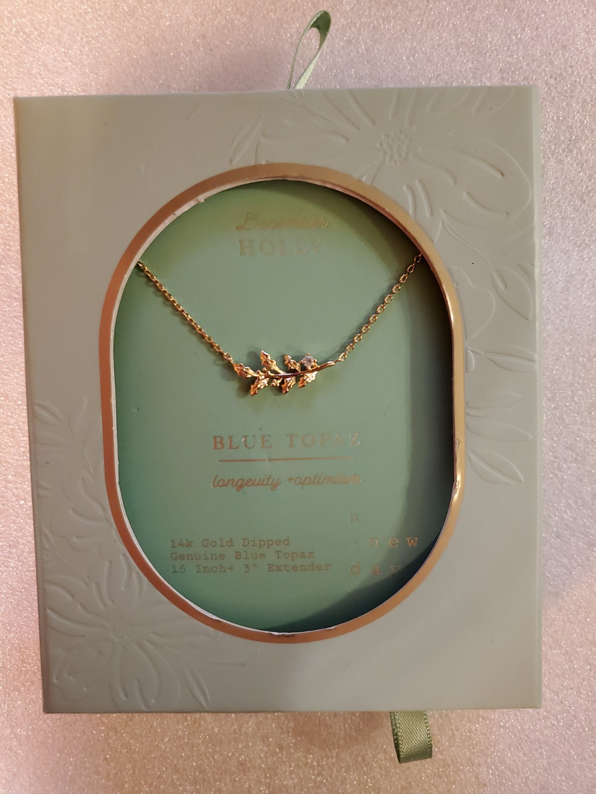14k Gold Dipped Genuine Blue Topaz – December Holly Necklace