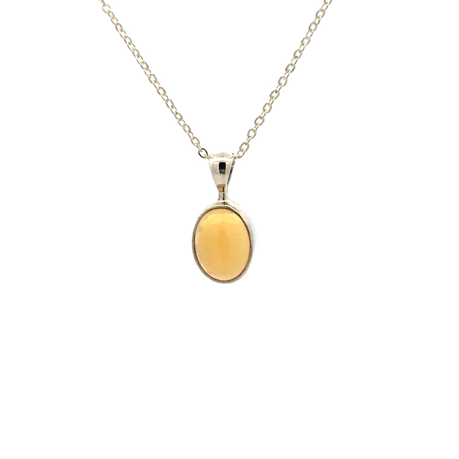 Sterling Silver Ethiopian Opal Necklace (1/4 x 1/2 Inch) With 16+2 Inch Chain