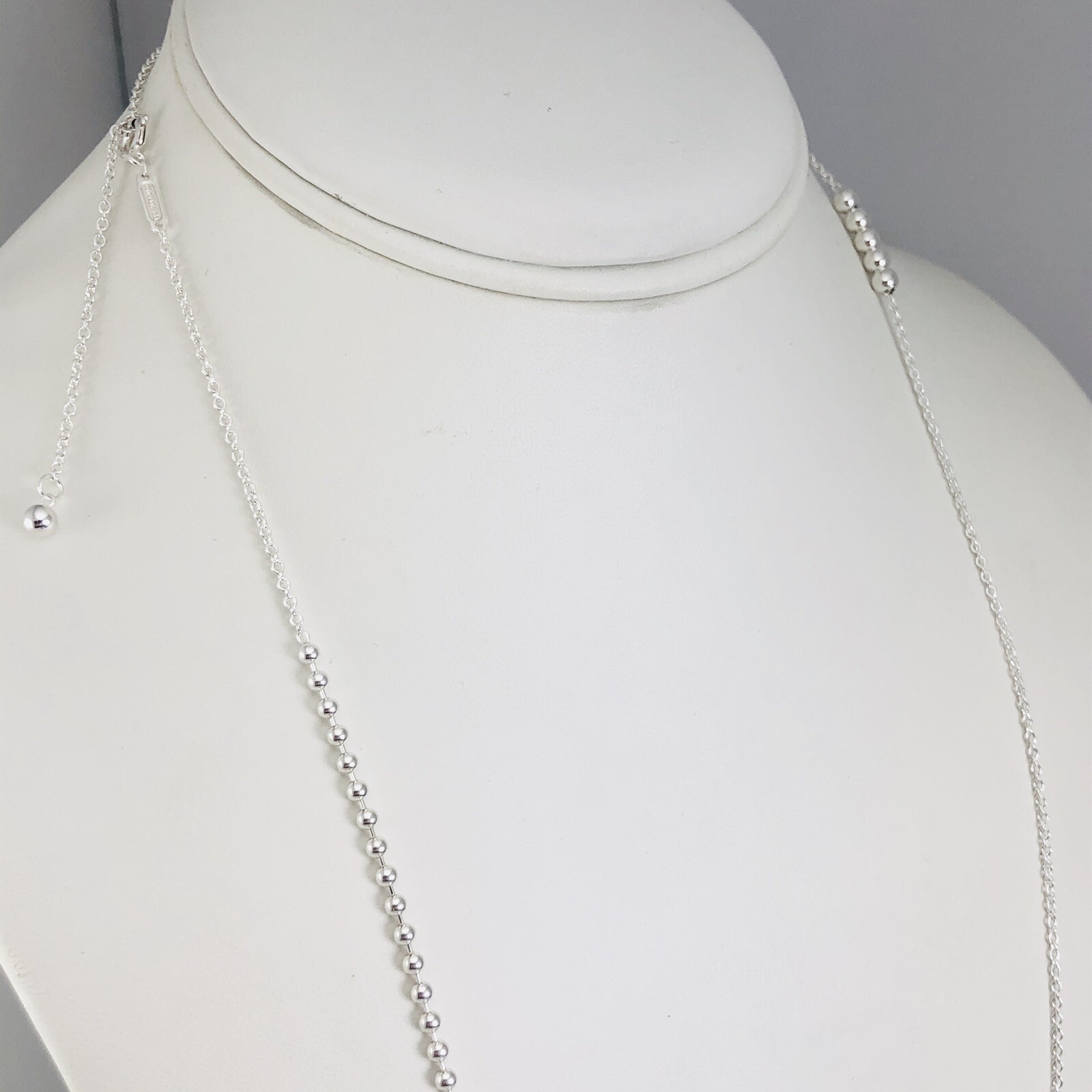Tiffany & Co Mixed Bead Chain 28″ to 32″ in Sterling Silver Adjustable Necklace