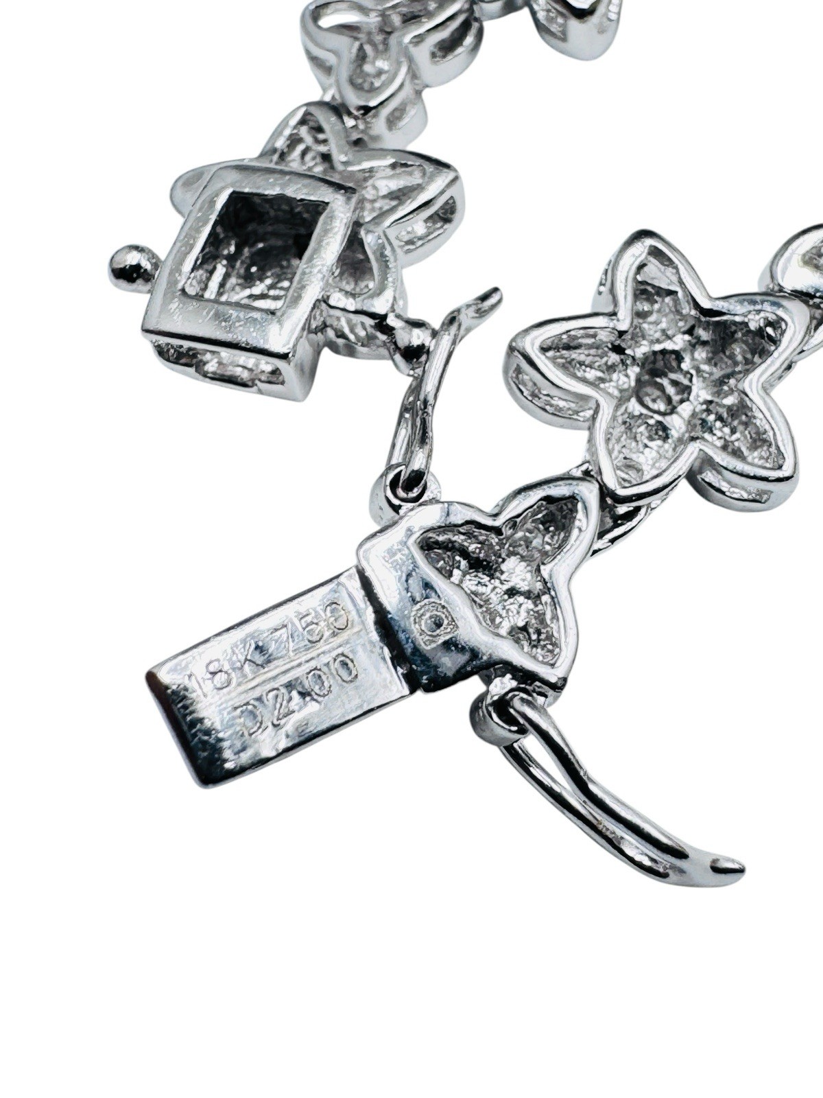 18k White Gold 1.28ctw Diamond Flower Riviere Necklace Deco Style 16″ 32g
