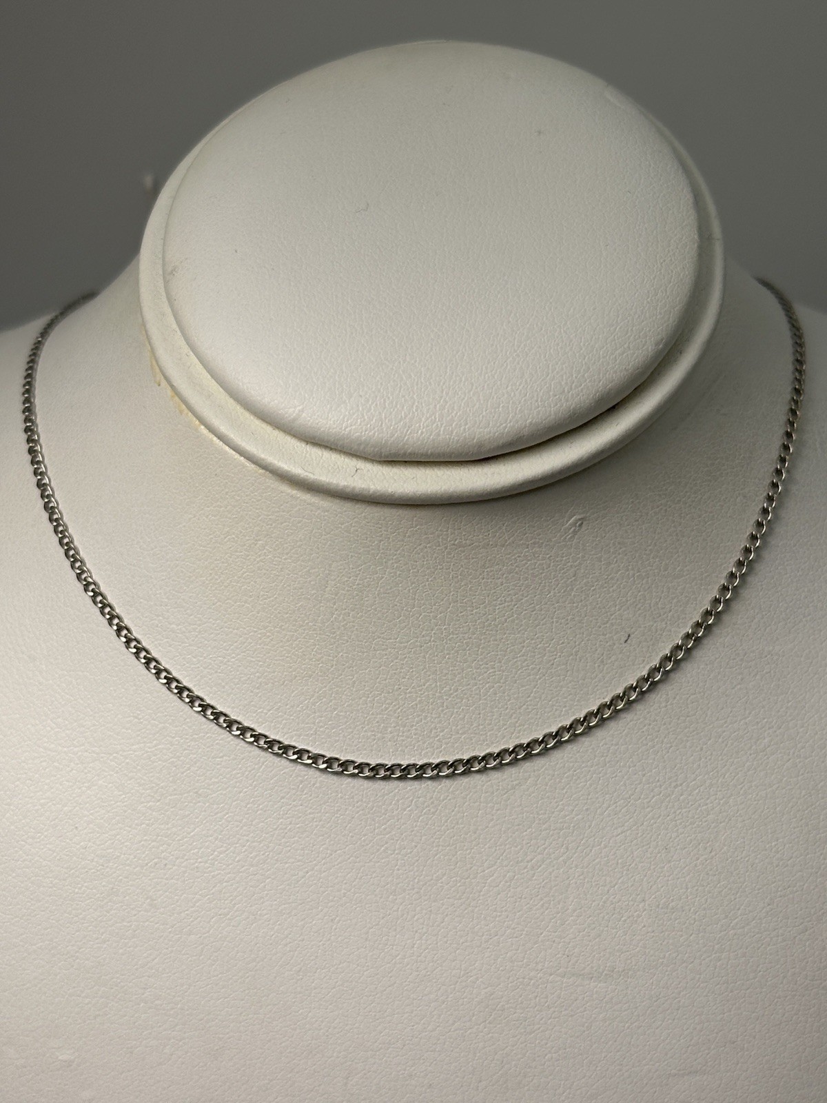 Solid 14K White Gold Link Chain Necklace, 16”, 1.9 g, 1.4 mm