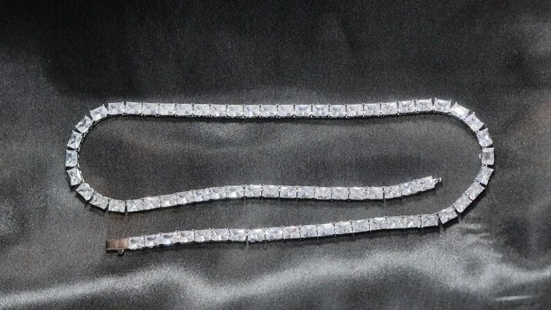 20TCW Radiant Cut lab Created Diamond Women Tennis Necklace 925 Sterling Silver
