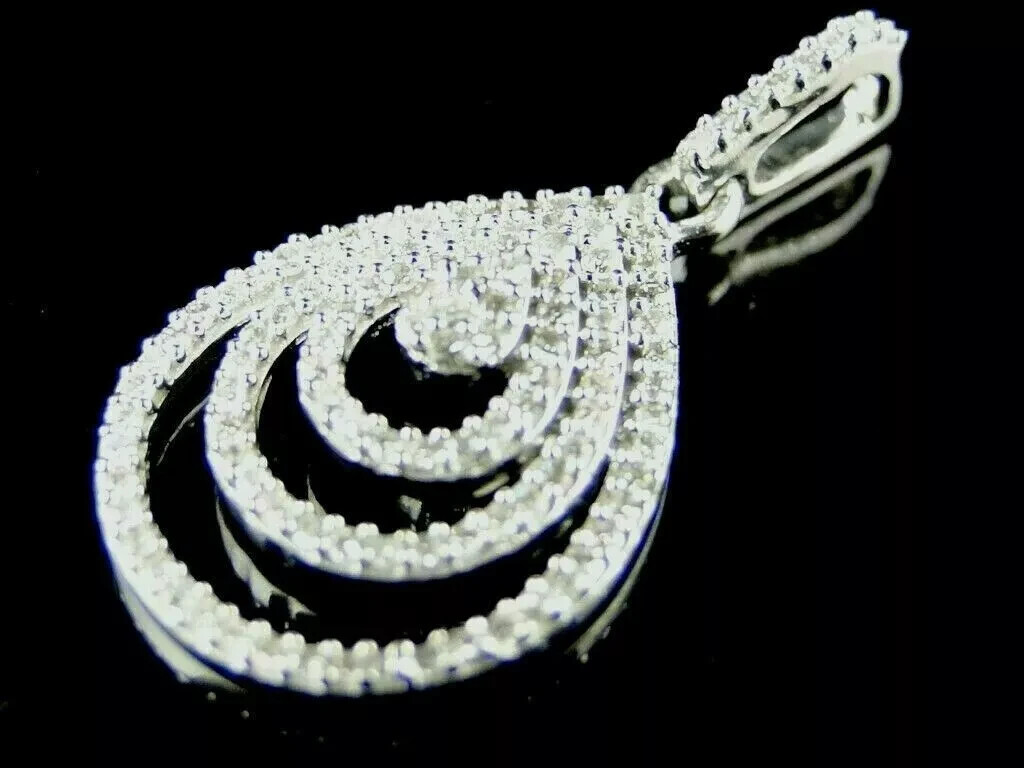 1.00 Ct Lab Created Round Diamond Pear Shape Pendant 14k White Gold Over