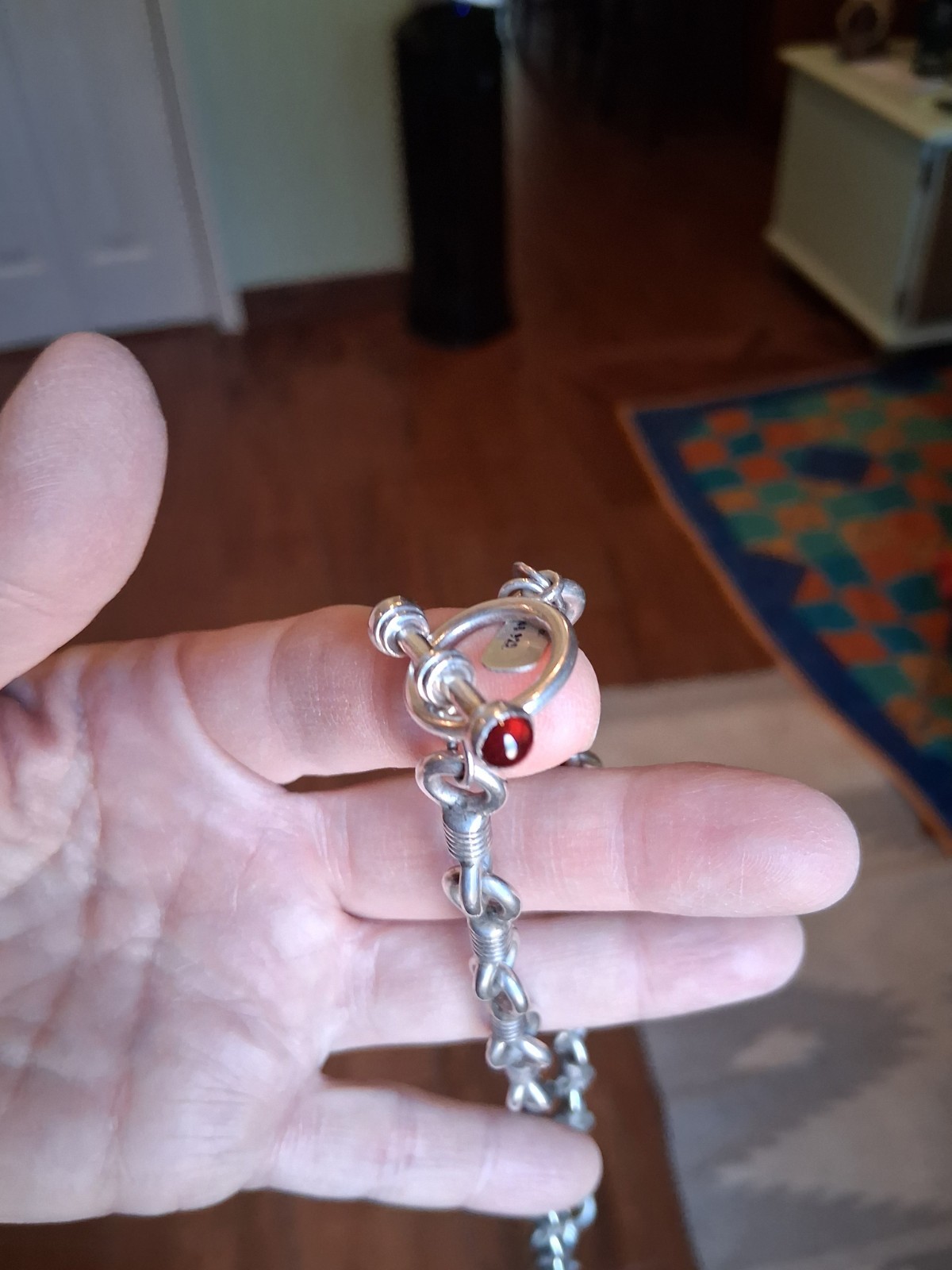 HEAVYWEIGHT UNIQUE Solid Links Double Garnet Toggle Necklace By DEZAN
