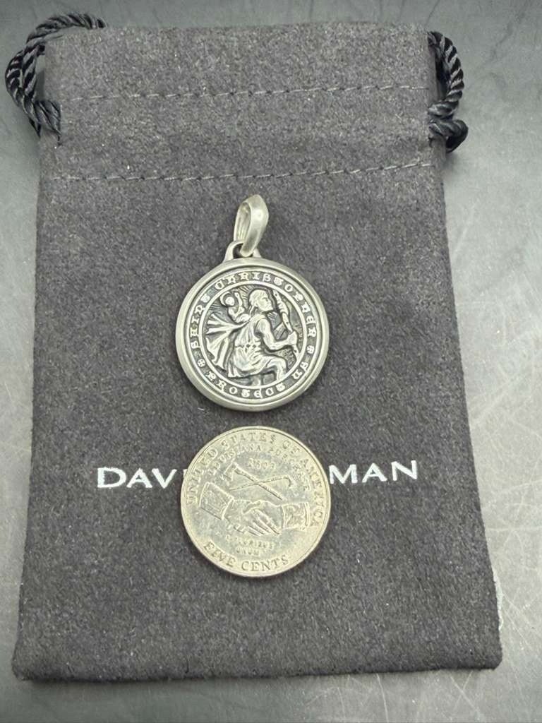 David Yurman Sterling Silver Saint Christopher Amulet Pendant