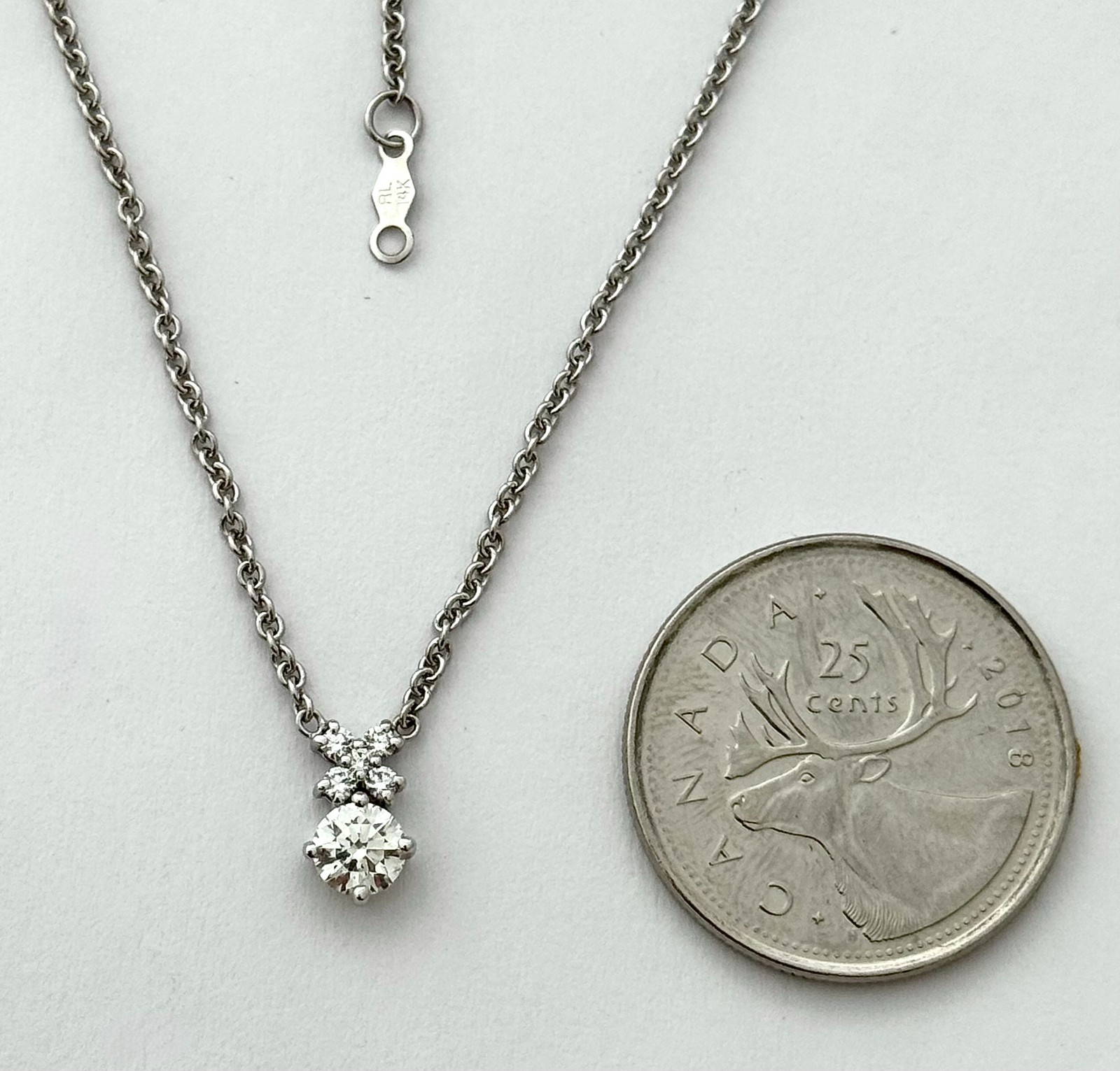 DIAMOND PENDANT 14K WG, 0.50 CARAT VS QUALITY, GIA CERT, RET USD $2,700+TAX