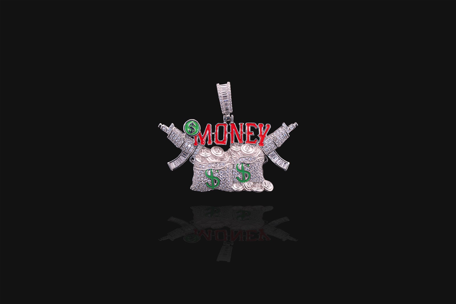 Money Bag & AKs Pendant 925 Fine Silver