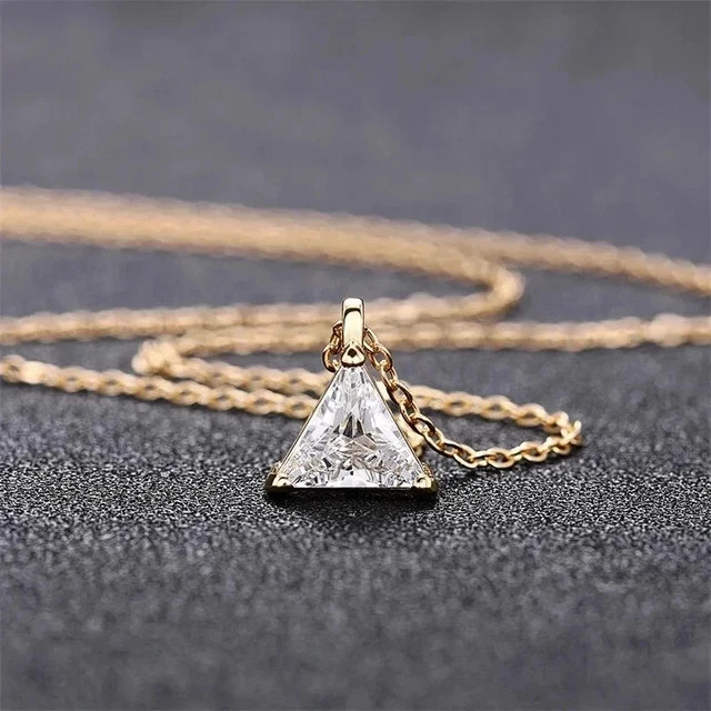 2Ct Trillion Cut Lab Created Diamond Solitaire Pendant 14K Yellow Gold Finish