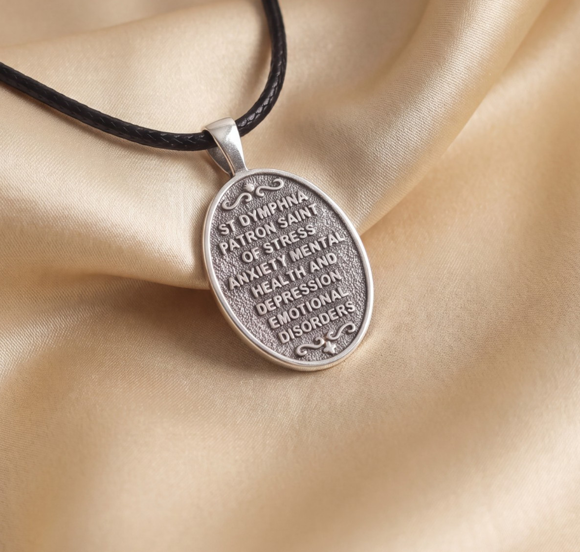 Sterling Silver Saint Dymphna Two-Sided Necklace