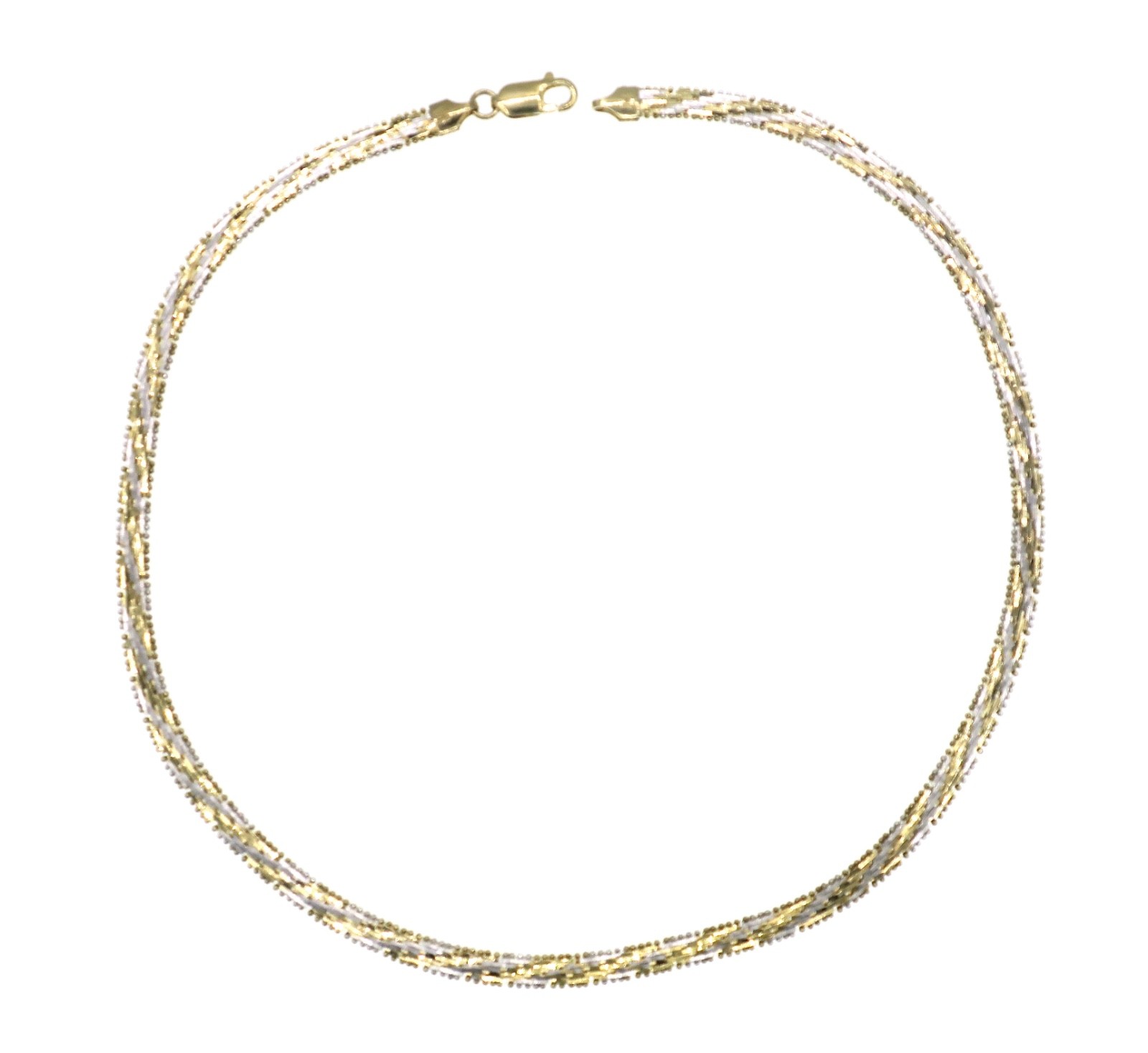 Sterling Silver Gold Vermeil Woven Style Necklace, 17 1/4″, with Lobster Clasp