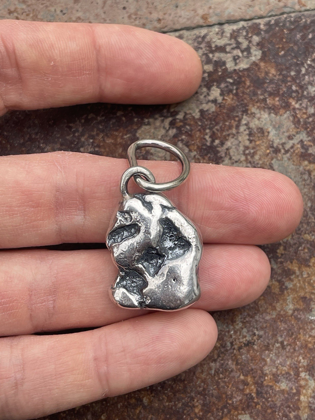 Men’s .925 SOLID Sterling Silver “Silver Nugget” Pendant. Weighs 29.6 Grams.