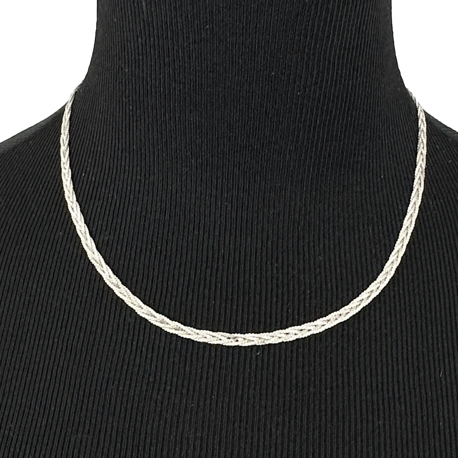 BRAIDED chain necklace – sterling silver w/ rhodium plating 3mm x 17″ & 8.3g